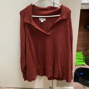 Burnt Orange Oversized Sweater with Collar